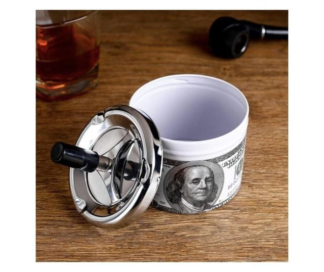 Scrumiera Rotativa din Metal, inchidere Etansa, 9x9 cm