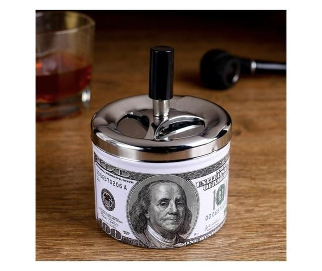 Scrumiera Rotativa din Metal, inchidere Etansa, 9x9 cm