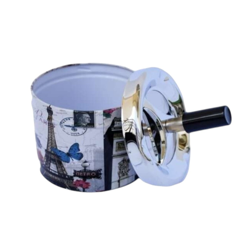 Scrumiera Rotativa din Metal, inchidere Etansa, 9x9 cm