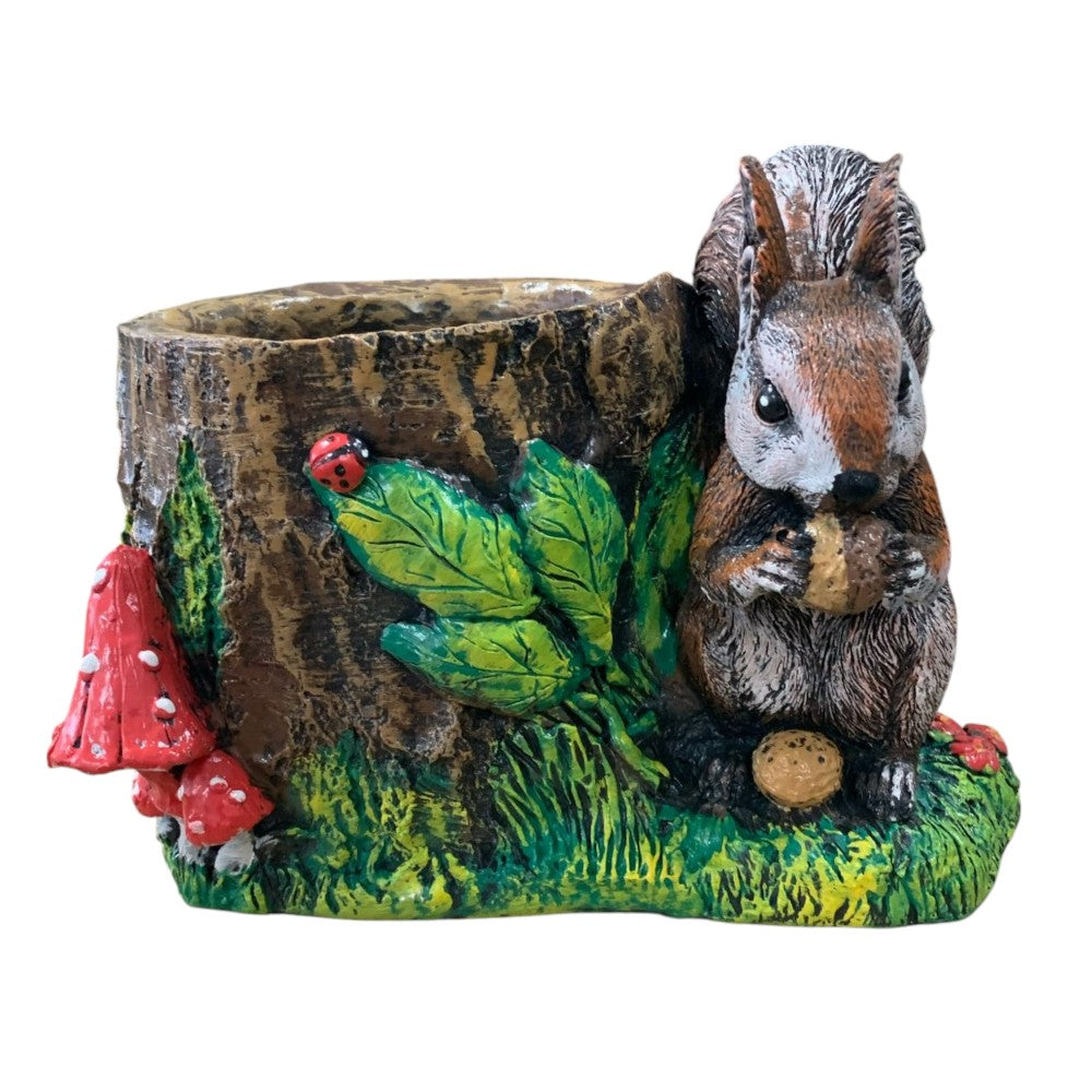 Ghiveci buturuga cu veverita, Polirasina - 30x20 cm