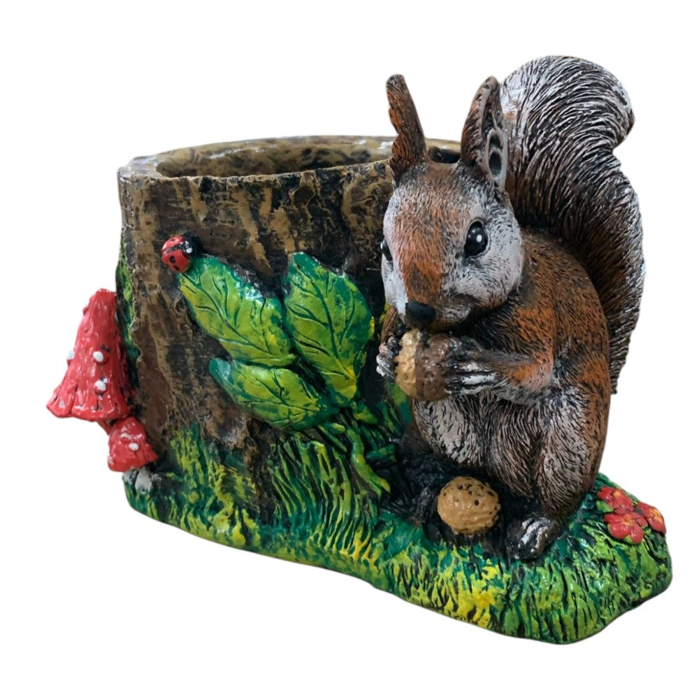 Ghiveci buturuga cu veverita, Polirasina - 30x20 cm