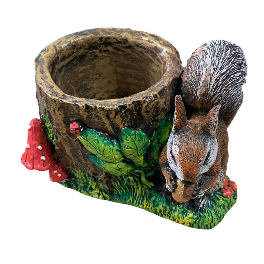 Ghiveci buturuga cu veverita, Polirasina - 30x20 cm