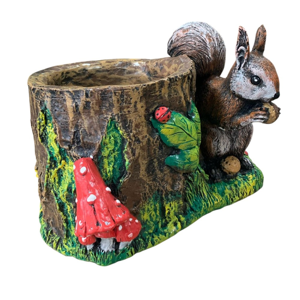 Ghiveci buturuga cu veverita, Polirasina - 30x20 cm