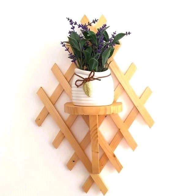 Suport de Perete pentru Ghiveci, Lemn, 50x33 cm / platou : 15*11 cm