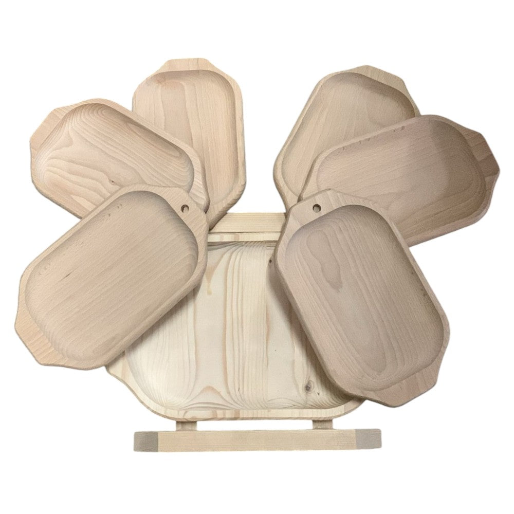 Set 7 Platouri dreptunghiulare pe suport de lemn