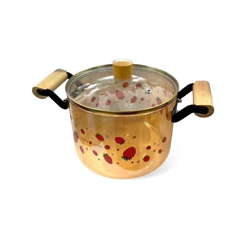 Oala din Sticla Transparenta cu capac,Pictata fumurie , 4.5 L