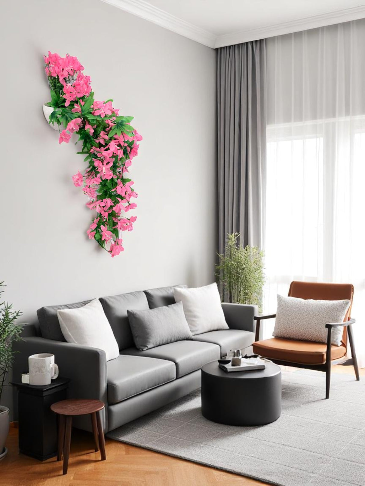 Flori Artificiale Suspendate in Ghiveci Plastic,70 cm