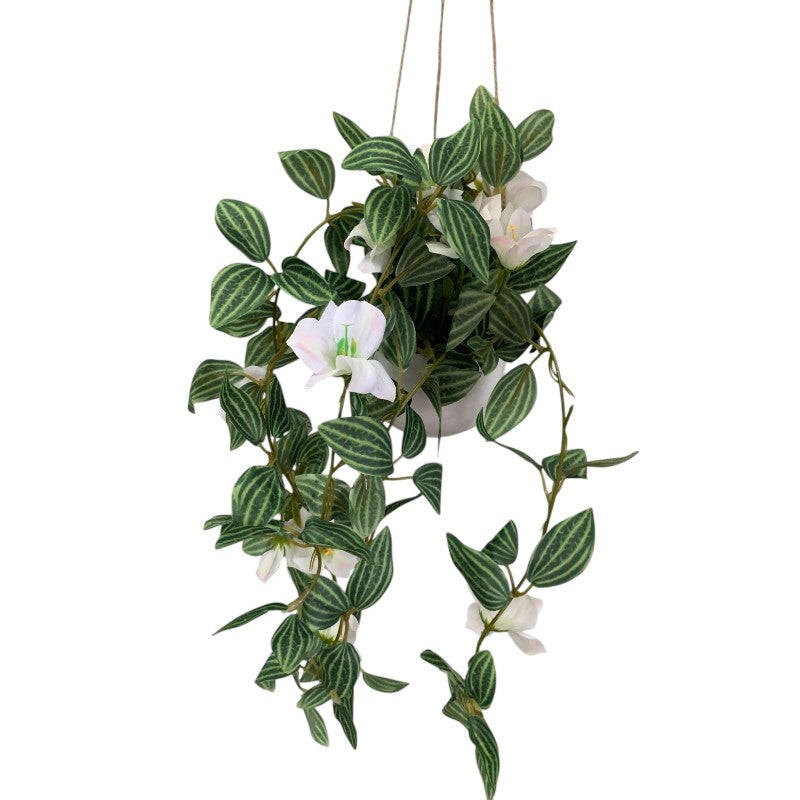 Plantă Artificială de Iederă Suspendată cu Flori,50 cm