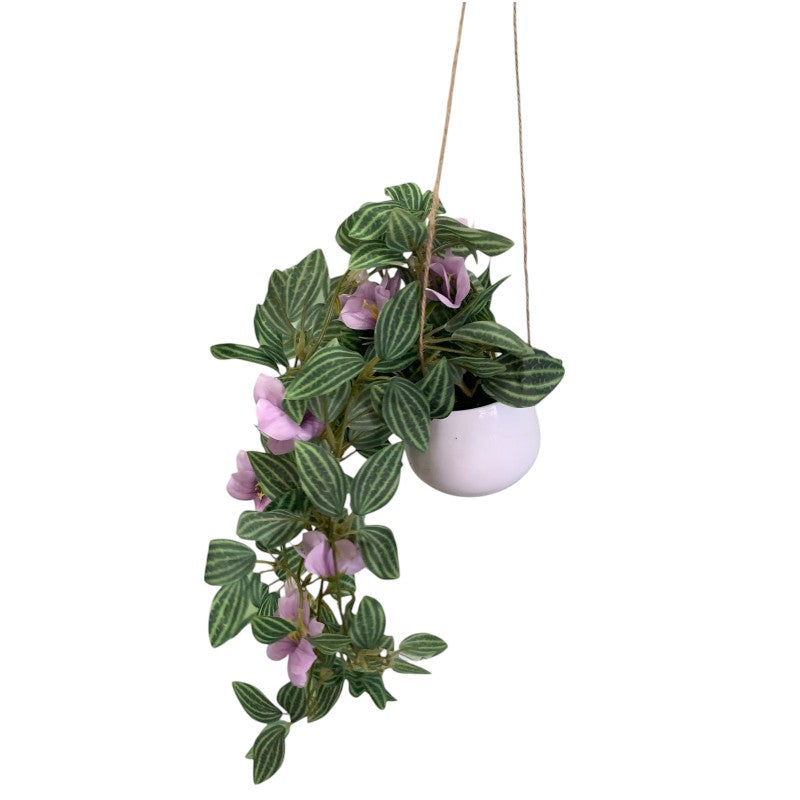 Plantă Artificială de Iederă Suspendată cu Flori,50 cm