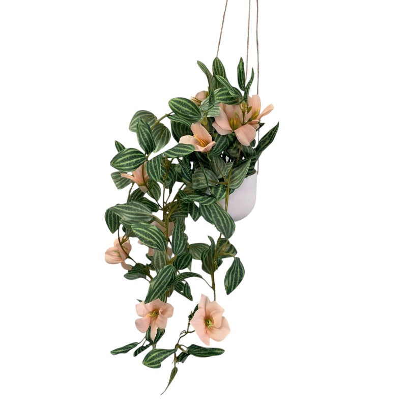 Plantă Artificială de Iederă Suspendată cu Flori,50 cm