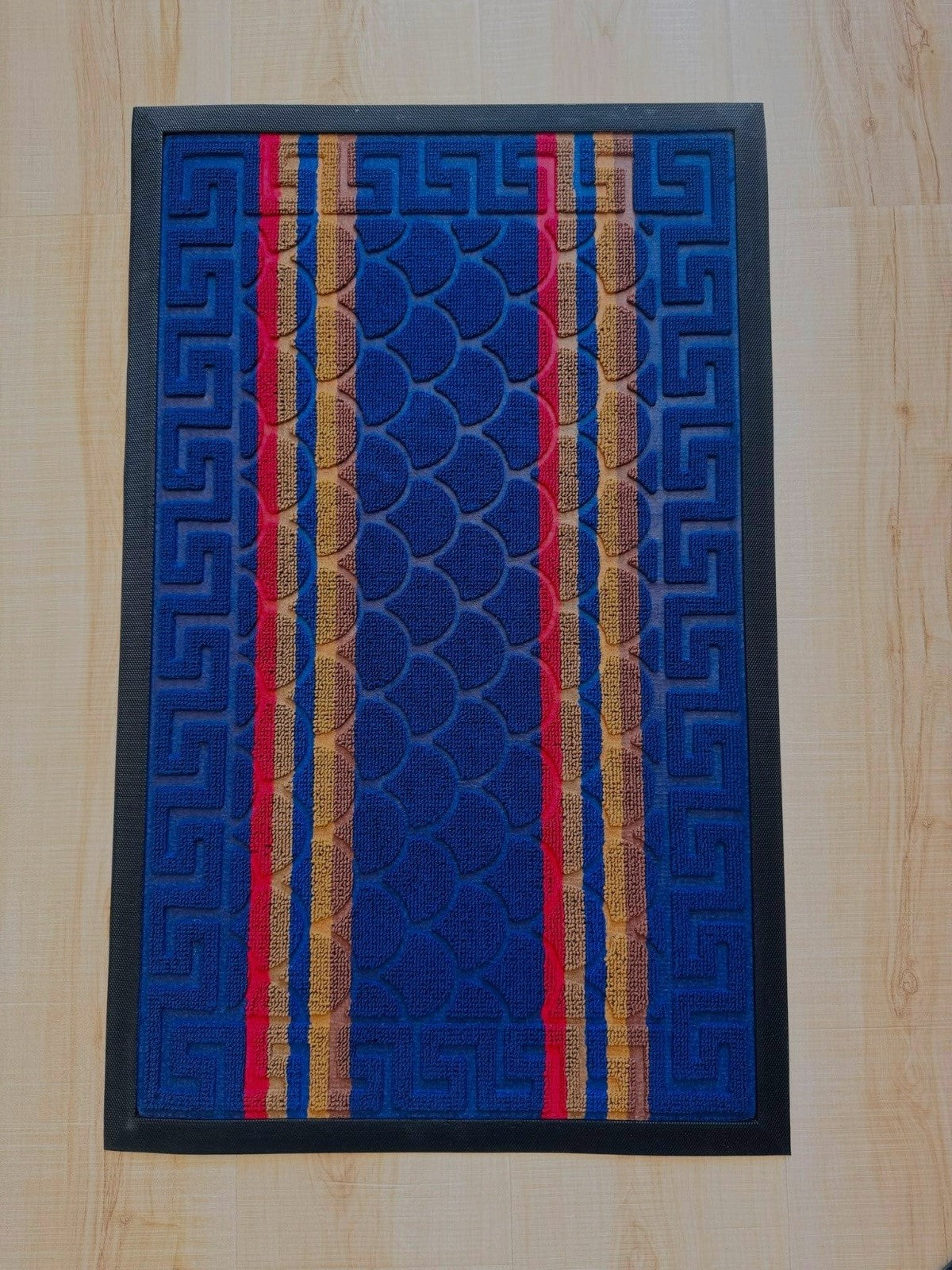 Covor intrare din Pvc si Material Textil, Maro-Gri, 60x40 cm