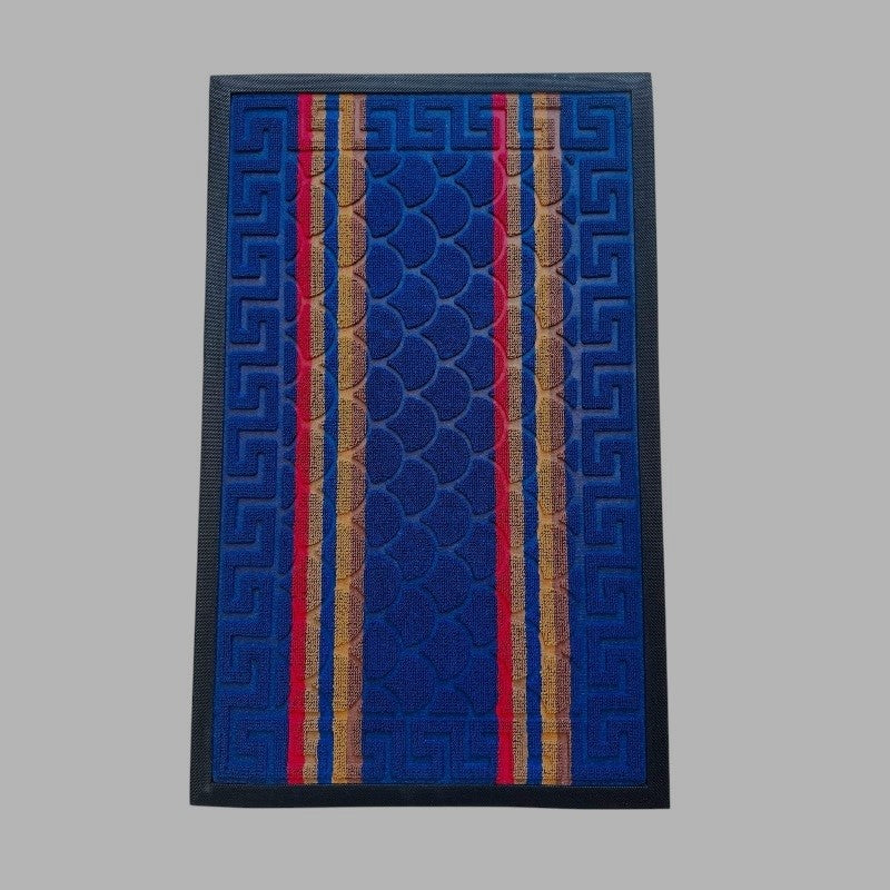 Covor intrare din Pvc si Material Textil, Maro-Gri, 60x40 cm