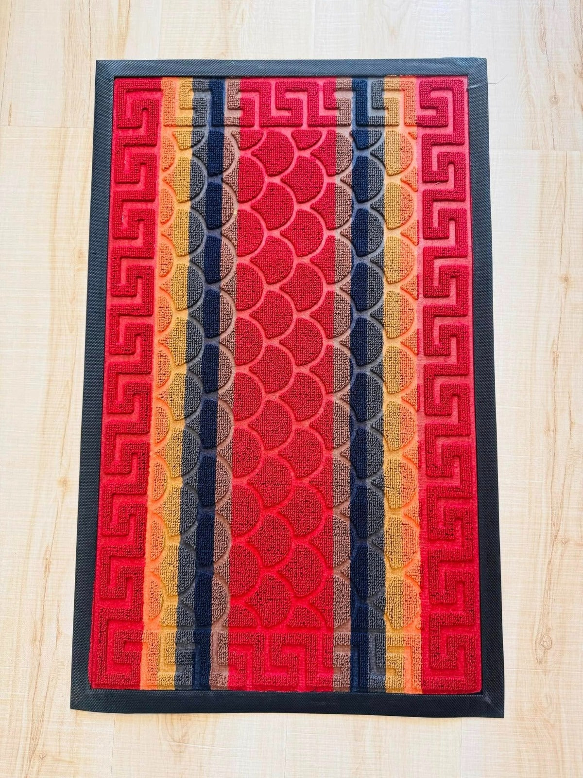 Covor intrare din Pvc si Material Textil, Maro-Gri, 60x40 cm