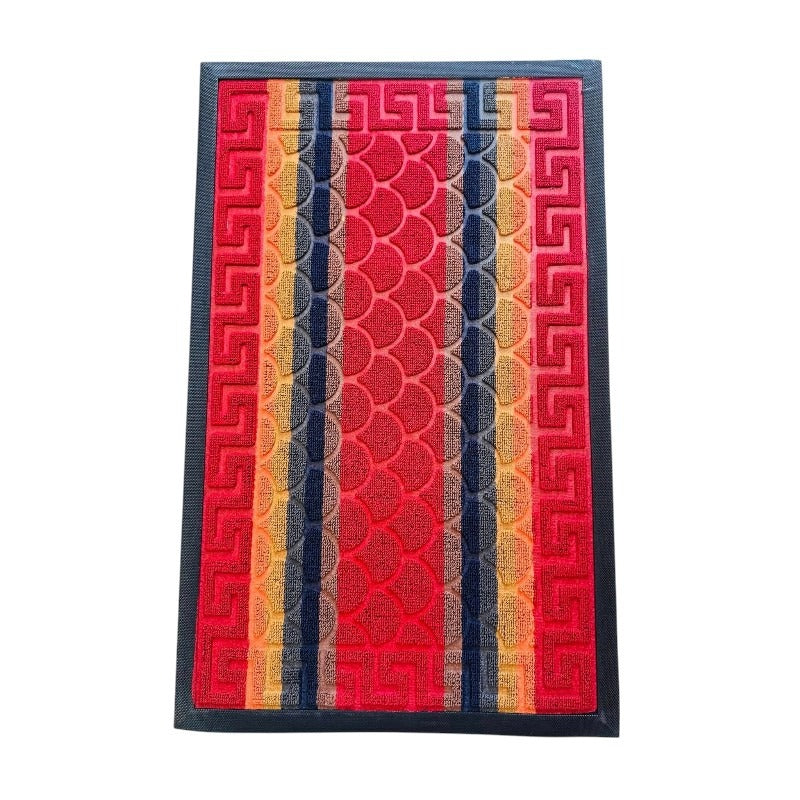 Covor intrare din Pvc si Material Textil, Maro-Gri, 60x40 cm