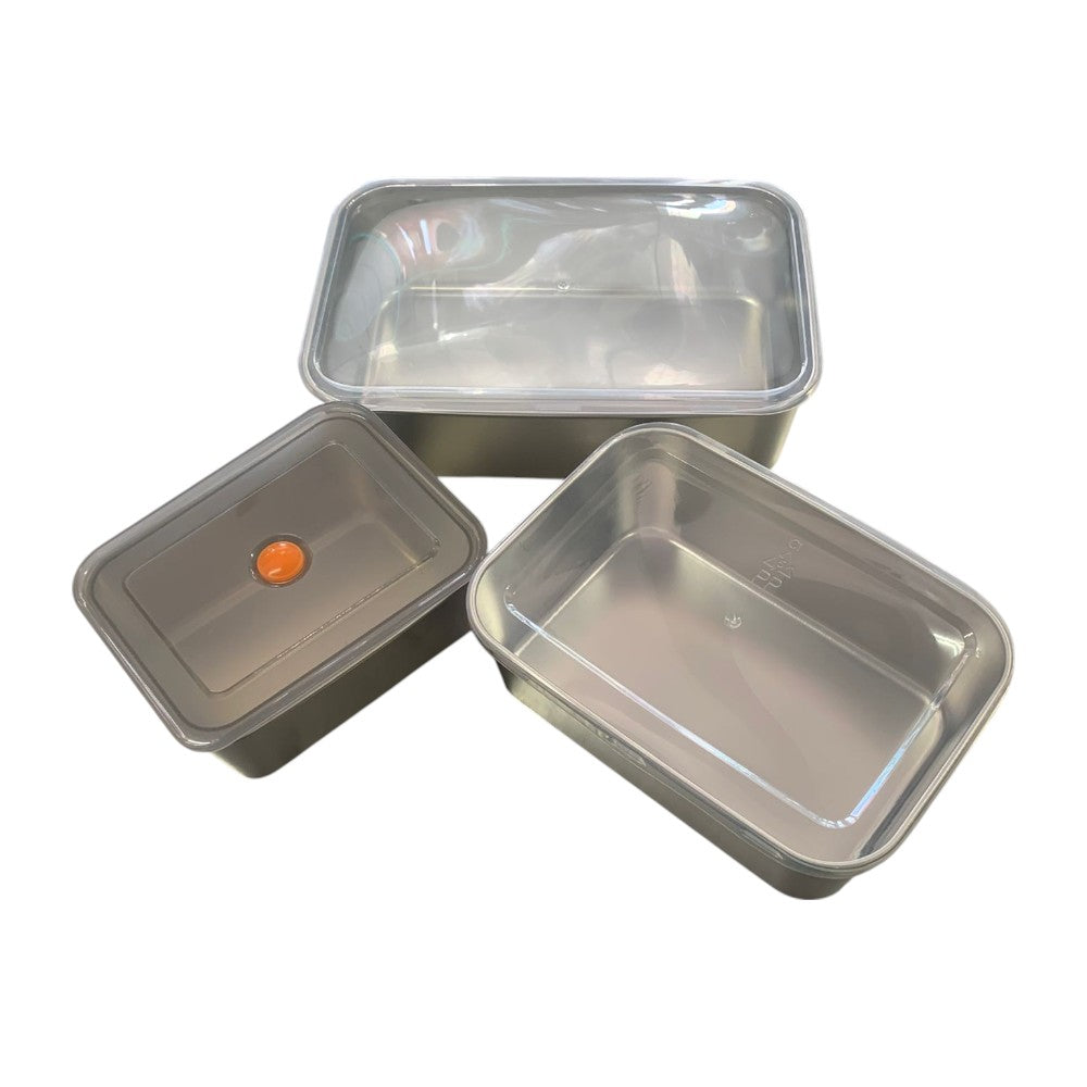 Set 3 caserole cu capac , metal ,(600 ml/ 1100 ml/ 1700 cm)