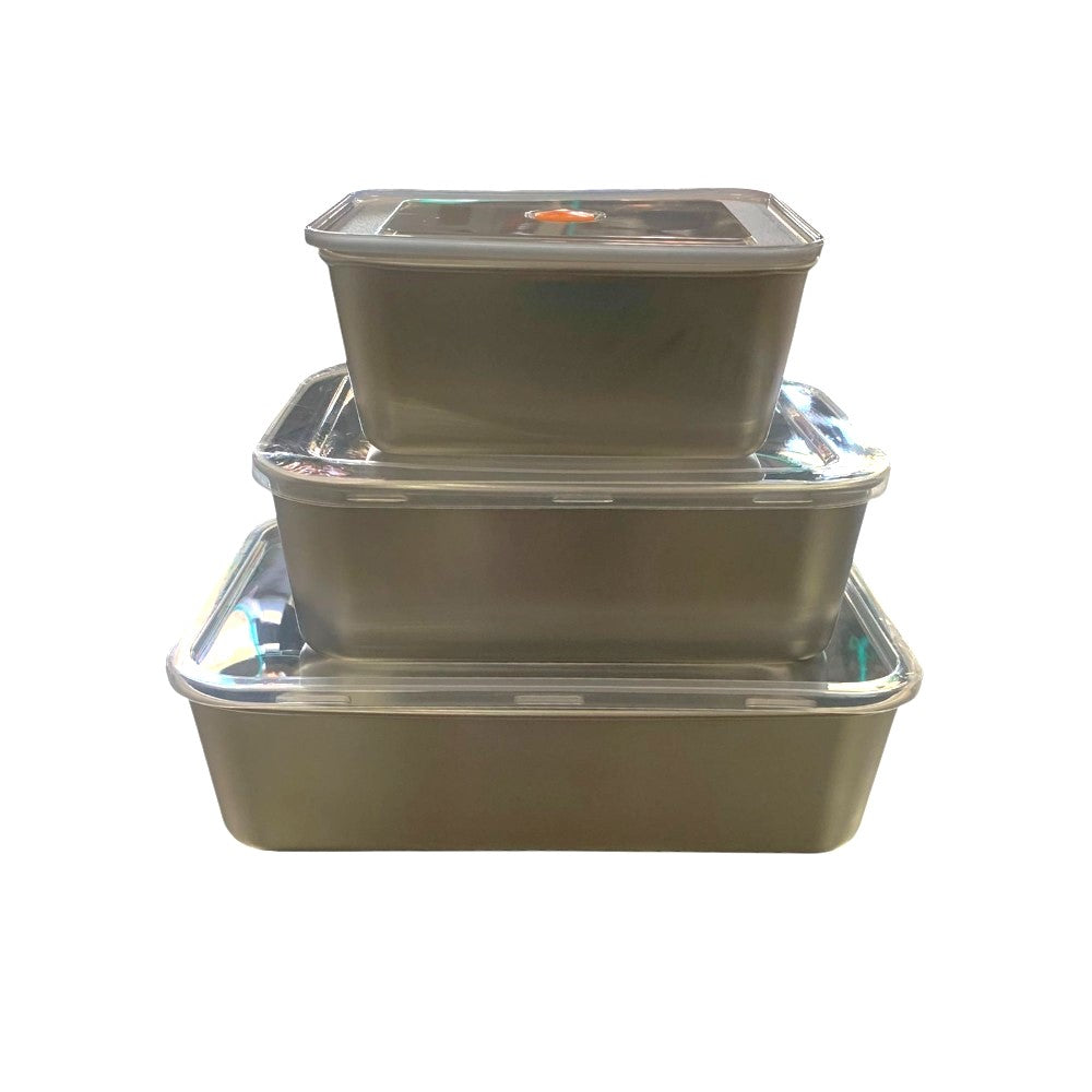 Set 3 caserole cu capac , metal ,(600 ml/ 1100 ml/ 1700 cm)