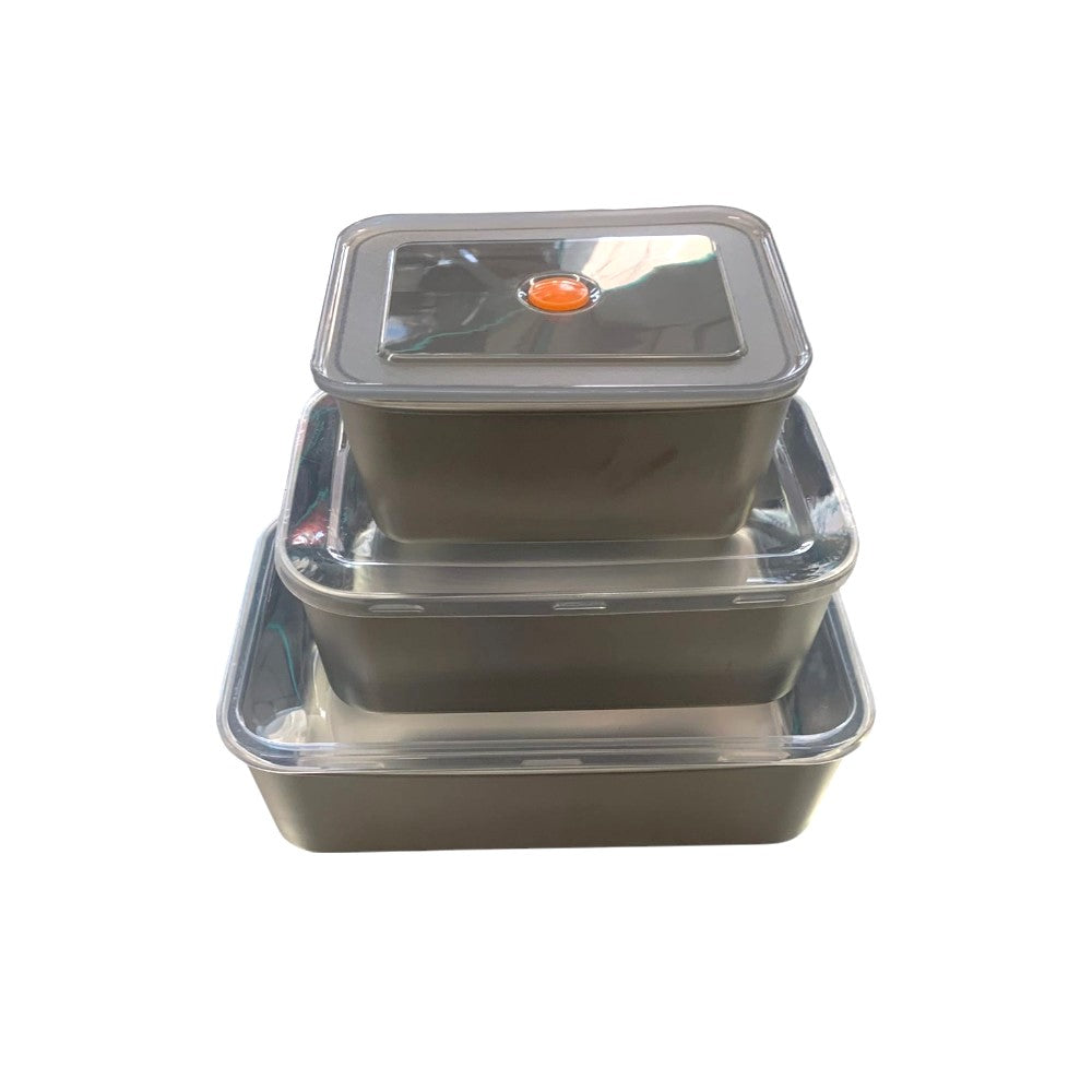 Set 3 caserole cu capac , metal ,(600 ml/ 1100 ml/ 1700 cm)