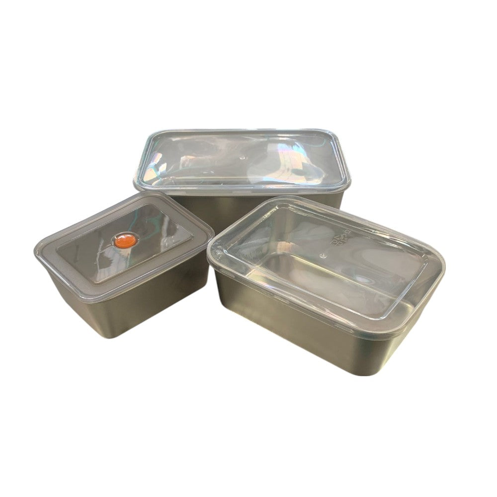 Set 3 caserole cu capac , metal ,(600 ml/ 1100 ml/ 1700 cm)