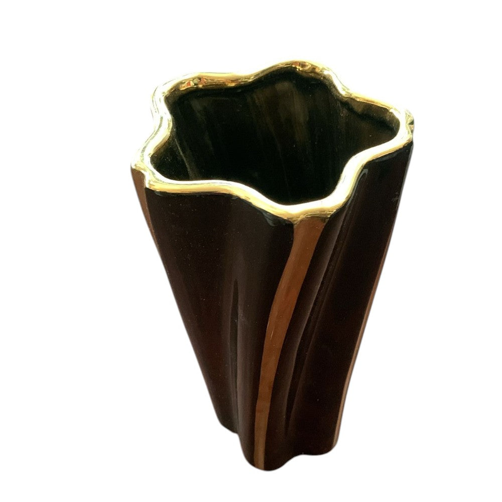 Vaza ceramica , Alb-auriu