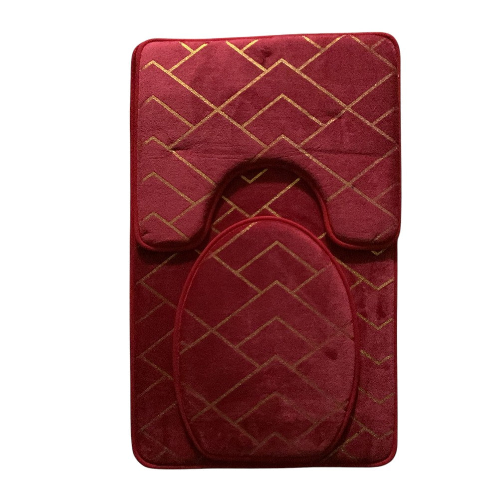 Set 3 covorase pentru baie, Model Geometric, Material Textil, 80x50 cm