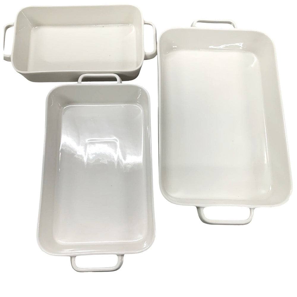 Set 3 tavi Ceramica pentru cuptor, Alb