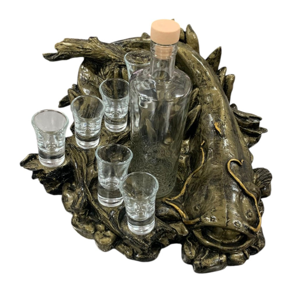 Suport Suvenir cu model Somn,ceramica , sticla 500 ml si 6 pahare 50 ml, 37x16 cm