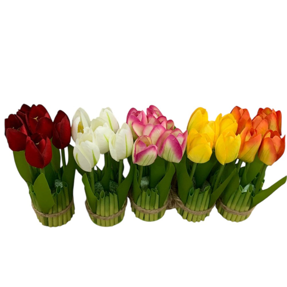 Buchet decorativ 5 Lalele artificiale , 18 cm