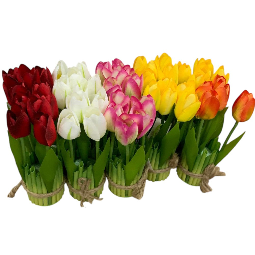 Buchet decorativ 5 Lalele artificiale , 18 cm