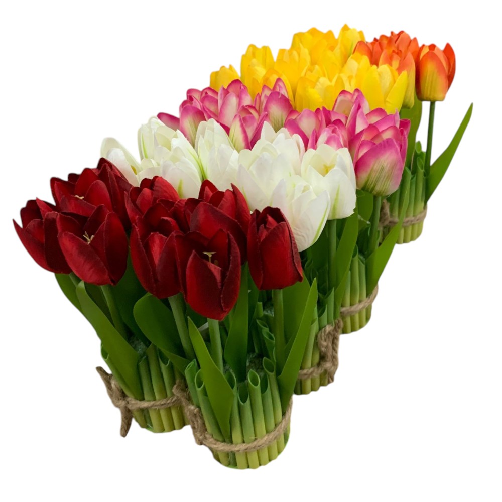 Buchet decorativ 5 Lalele artificiale , 18 cm
