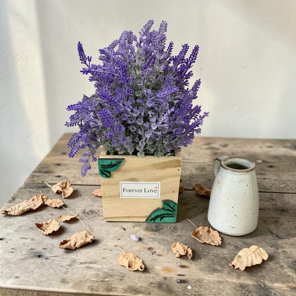 Lavanda artificiala in ghiveci, lemn 25x9,5x9,5 cm