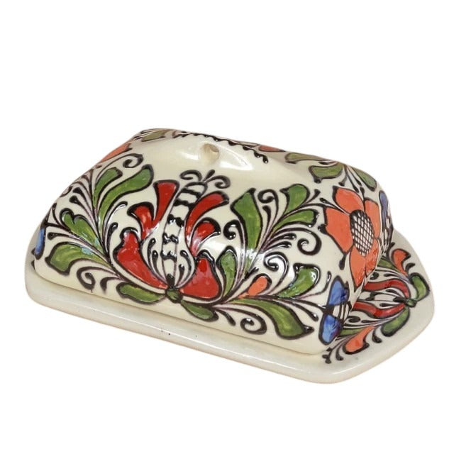 Suport de unt din ceramica pictat manual Traditional - ceramică de Corund , 19x12x8 cm