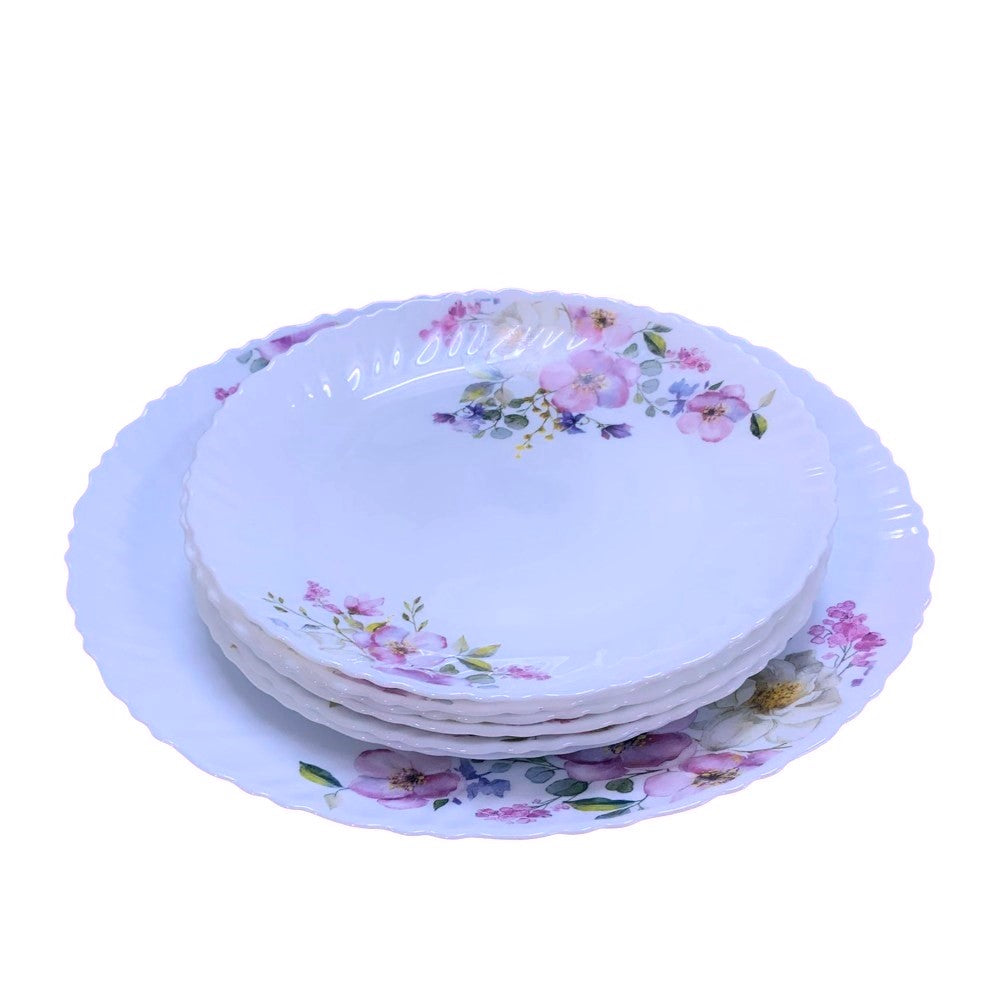 Set de tort 7 piese, Platou cu 6 farfurii desert din ceramica 26/19 CM