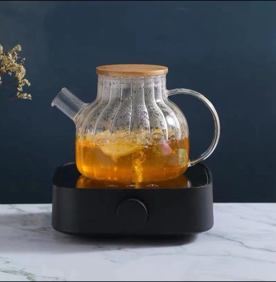 Ceainic de sticla, transparent, cu capac din bambus , 950 ml