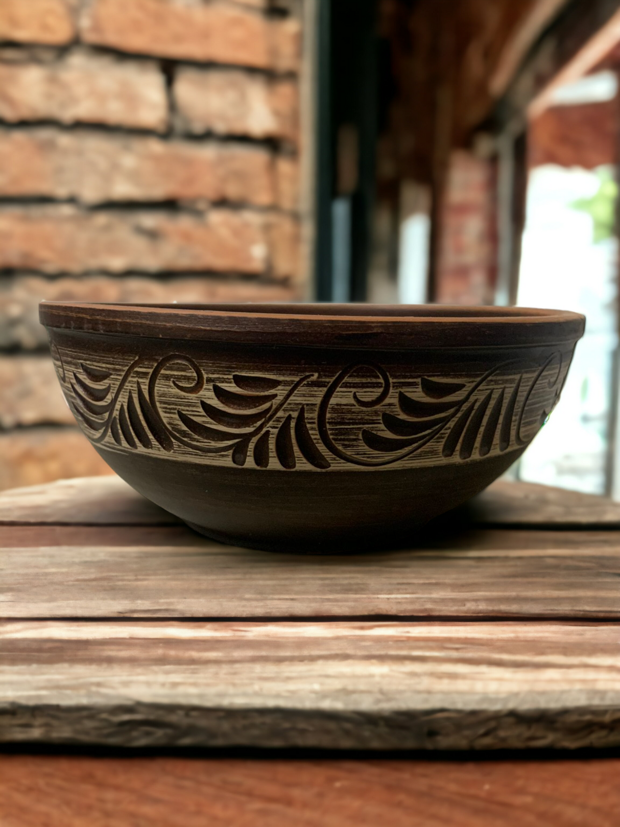 Castron Rustic din Lut Rosu Angob, 1L