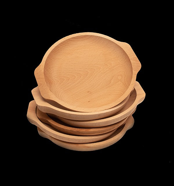 Set 6 farfurii din lemn cu forma rotunda , 22 cm