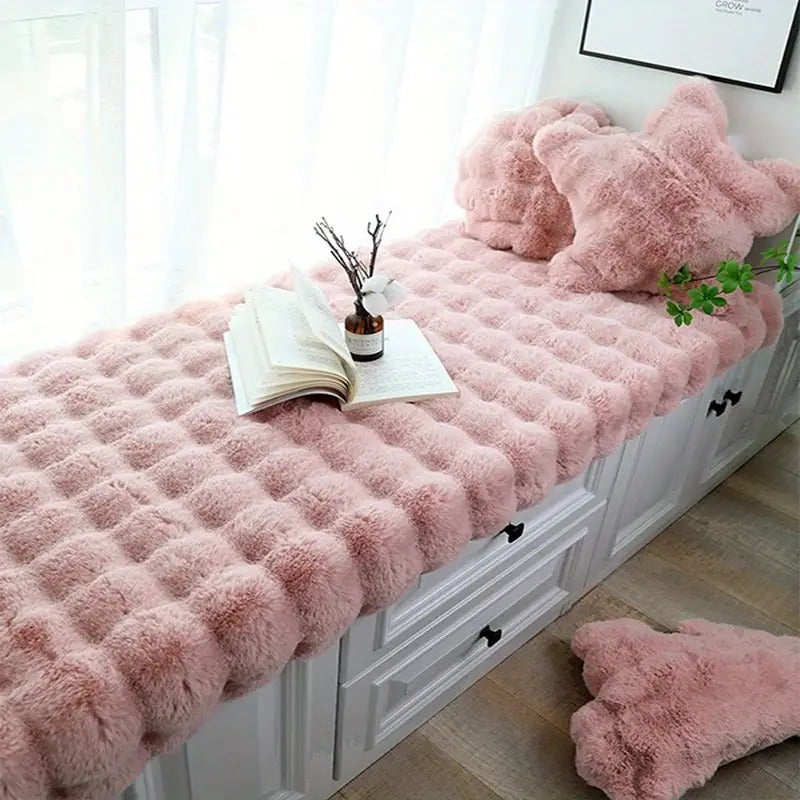 Covor moale si pufos din blana artificial, 120x60 cm