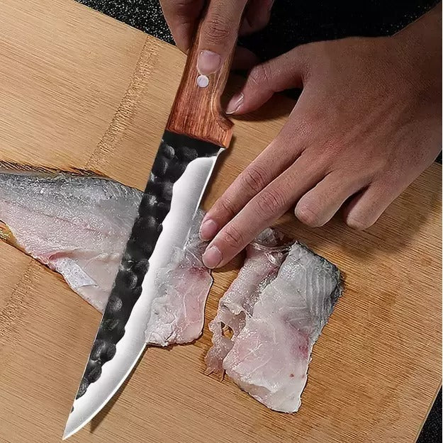 Cutit Macelarie, Otel Inoxidabil, Maner lemn, Teaca Protectie, 30 cm