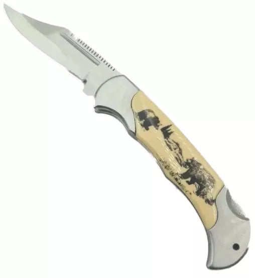 Briceag model unic, animal, Urs+ Caprioara,Inox/Plastic , 18,5 x 2 cm, 105 g