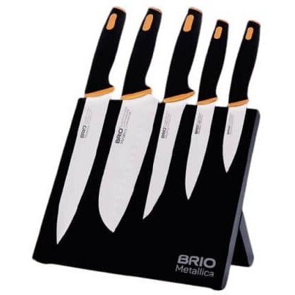 Set 5 cutite cu suport magnetic, Brio Metallica