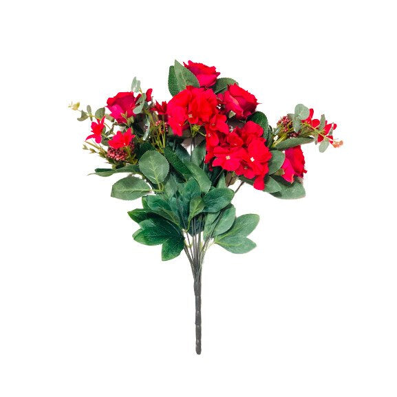 Buchet flori artificiale, Mix Trandafiri si Hortensie, 55 cm