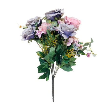 Buchet flori artificiale, Mix Trandafiri si Hortensie, 55 cm