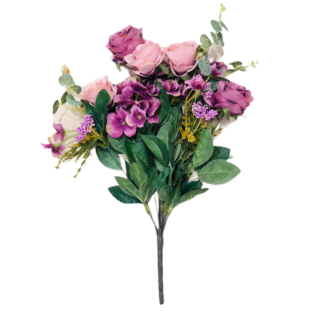 Buchet flori artificiale, Mix Trandafiri si Hortensie, 55 cm