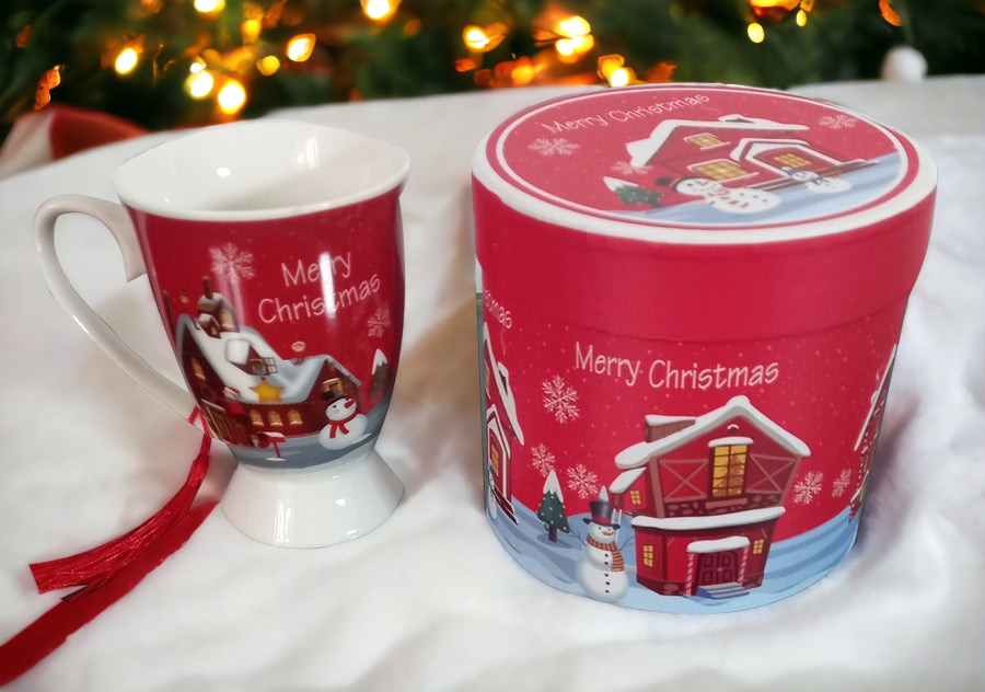 Cana Craciun in cutie, Ceramica, 300 ml