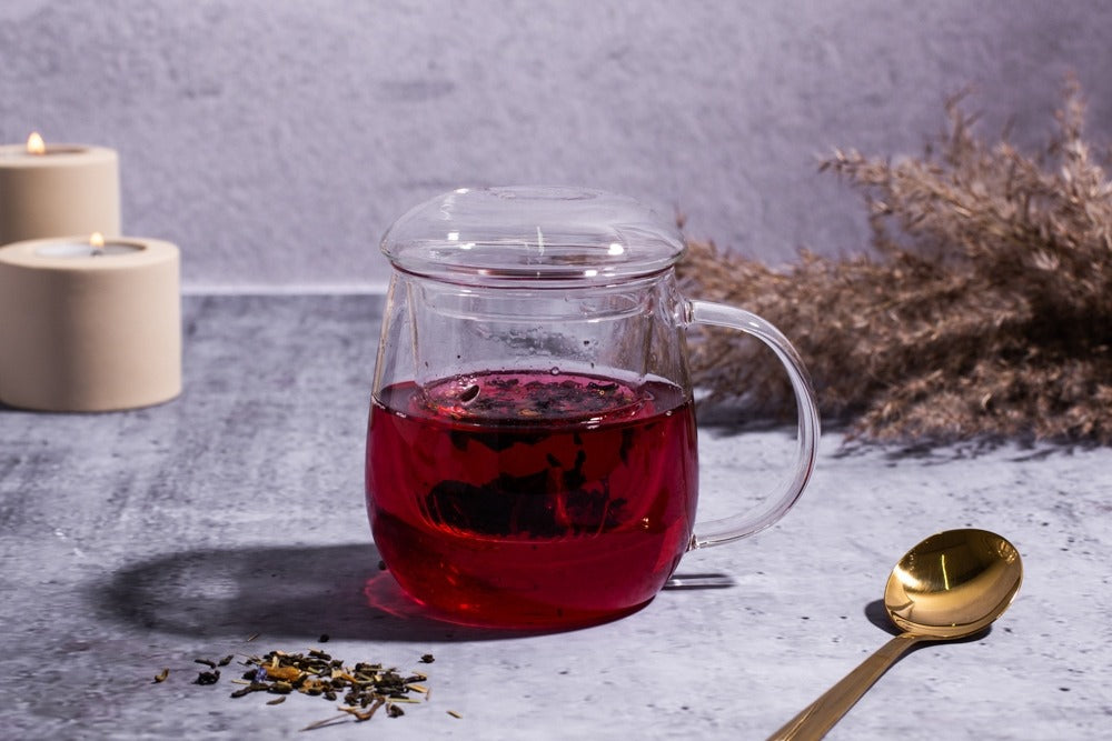 Cana cu Capac si Infuzor pentru Ceai, Sticla Termorezistenta