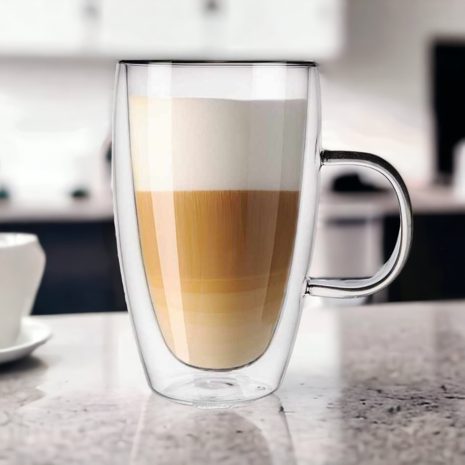 Cana de Cafea cu Pereti Dubli, Sticla Termorezistenta, pentru Caffe Latte, 550ml ST3