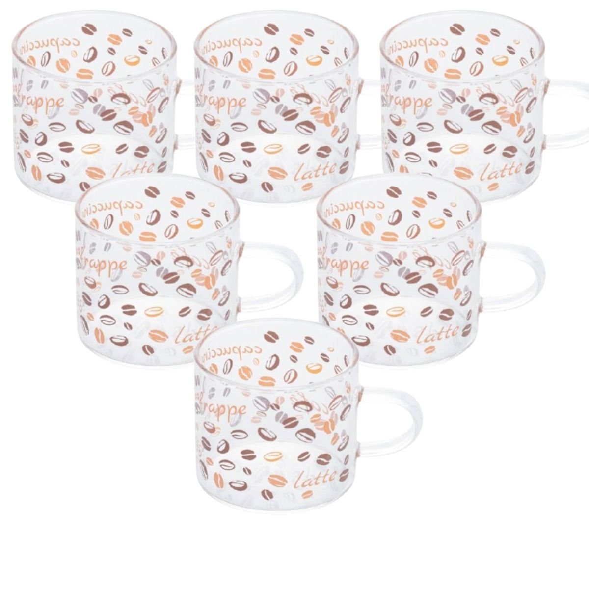 Set 6 cesti Cafea sticla borosilicata,Coffee,100/190 ml