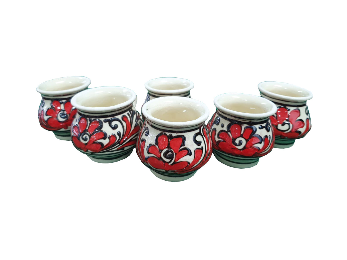 Set 6 Cesti Traditionale de Tuica din Ceramica, 50 ml