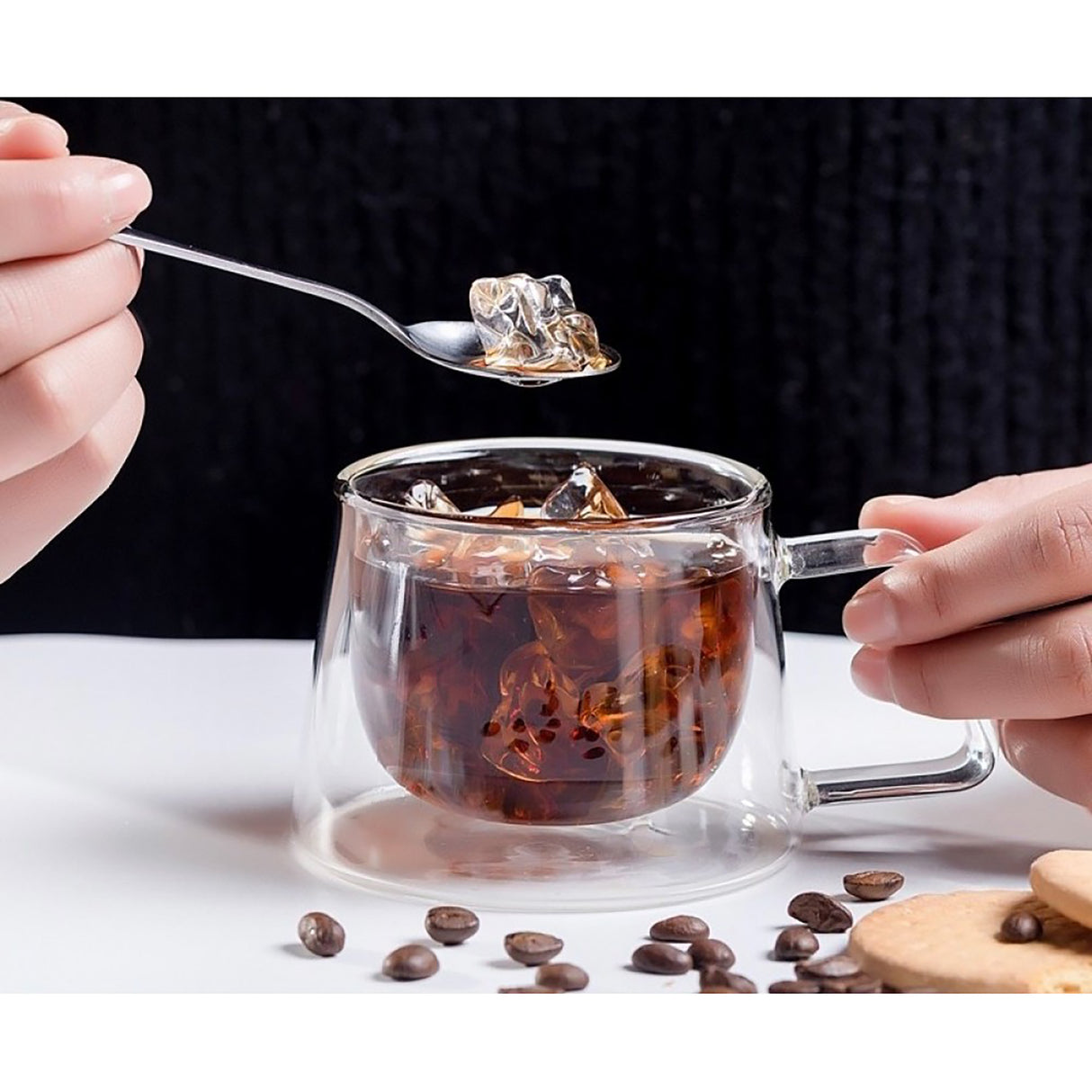 Ceasca Cafea 200 ml, din Sticla cu pereti dubli, Termorezistenti, 13x10x7.5 cm