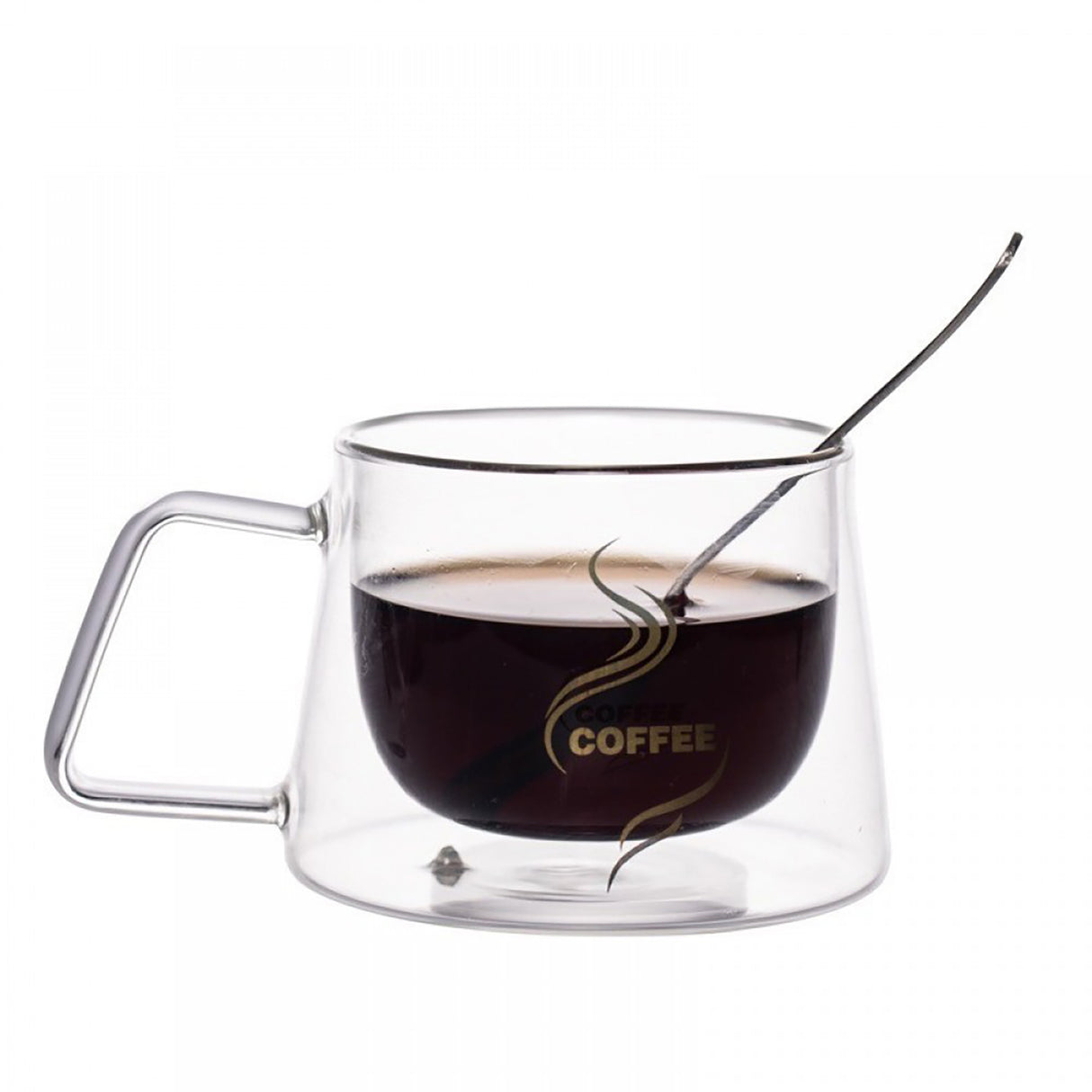 Ceasca Cafea 200 ml, din Sticla cu pereti dubli, Termorezistenti, 13x10x7.5 cm