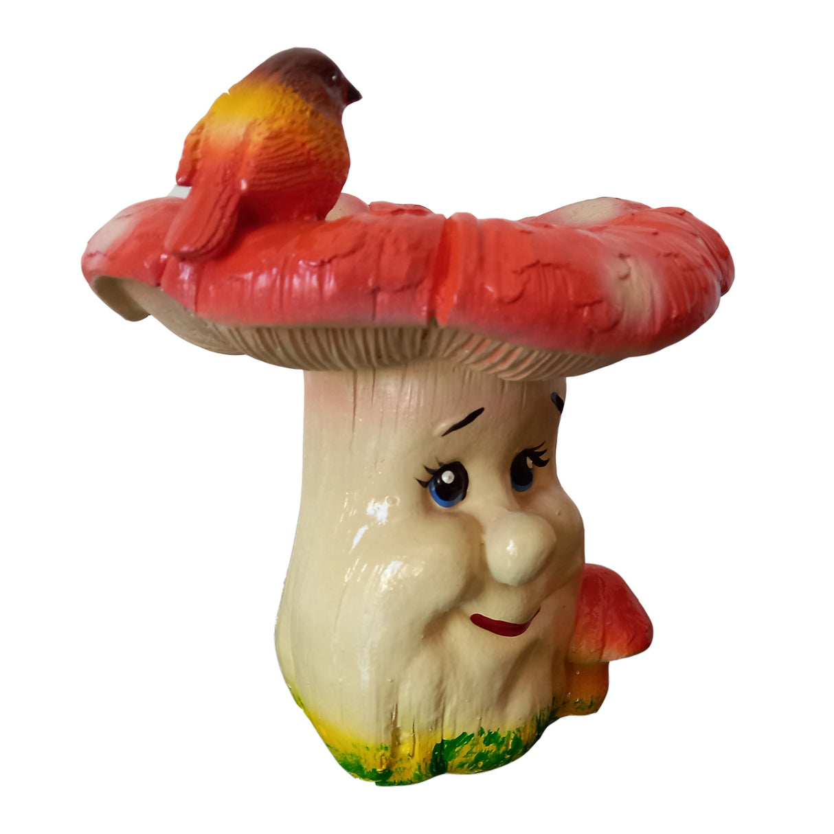 Ciuperca decorativa de gradina, Ceramica, Rosie, 20 cm